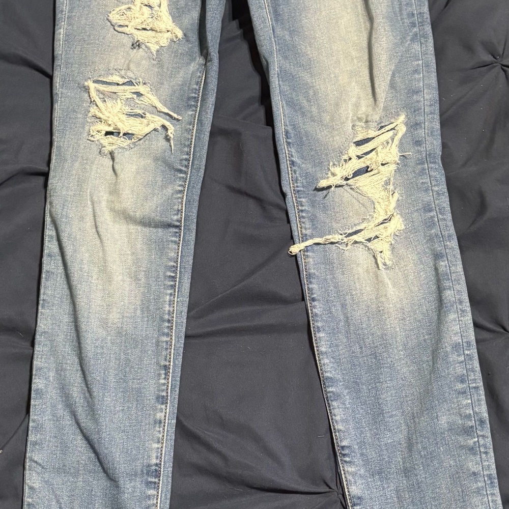 American Eagle Outfitters Blue Distressed Skinny Jeans